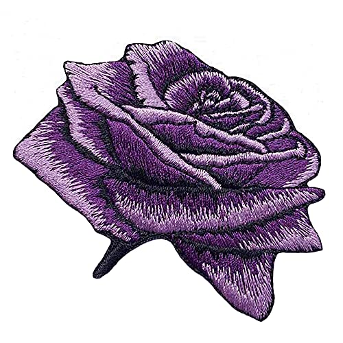 2 Pack Delicate Embroidered Patches, Purple Rose Embroidery Patches, Iron On Patches, Flower Patches,Sew On Applique Patch, Custom Backpack Patches for Women, Girls, Kids