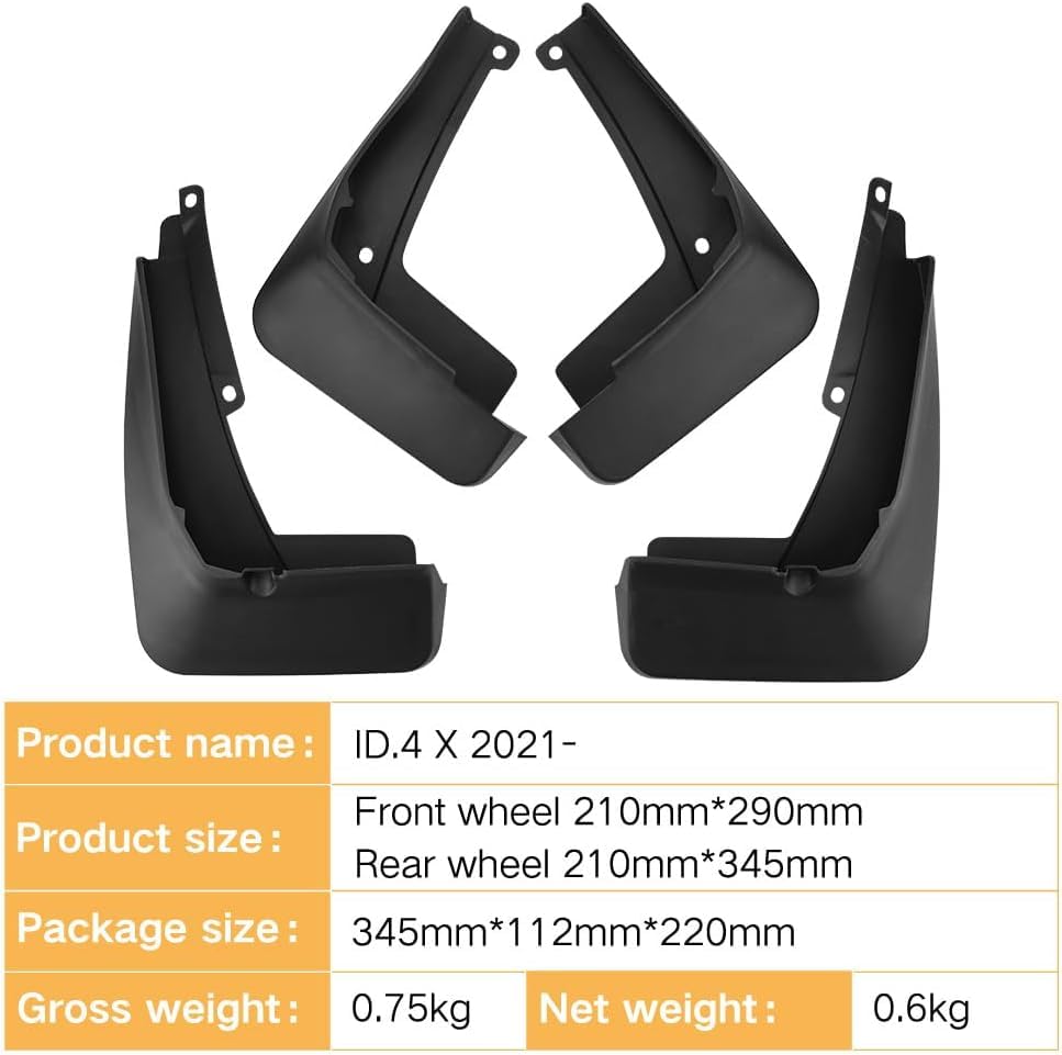 Guardabarros para VW ID.4X 2021-2024, juego de goma resistente anti-invierno 3
