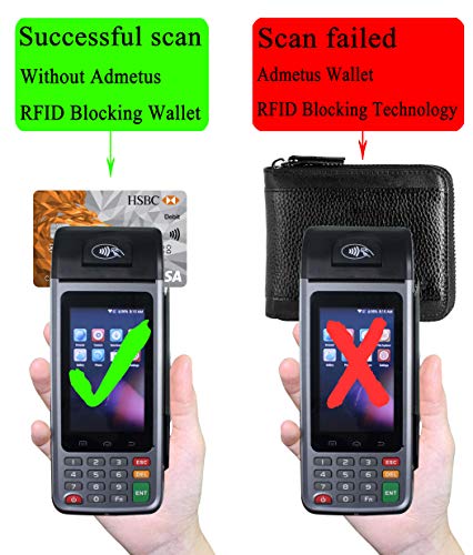 Admetus Mens RFID Blocking Wallets Zipper Leather Wallet for Men Bifold RFID Card Holder