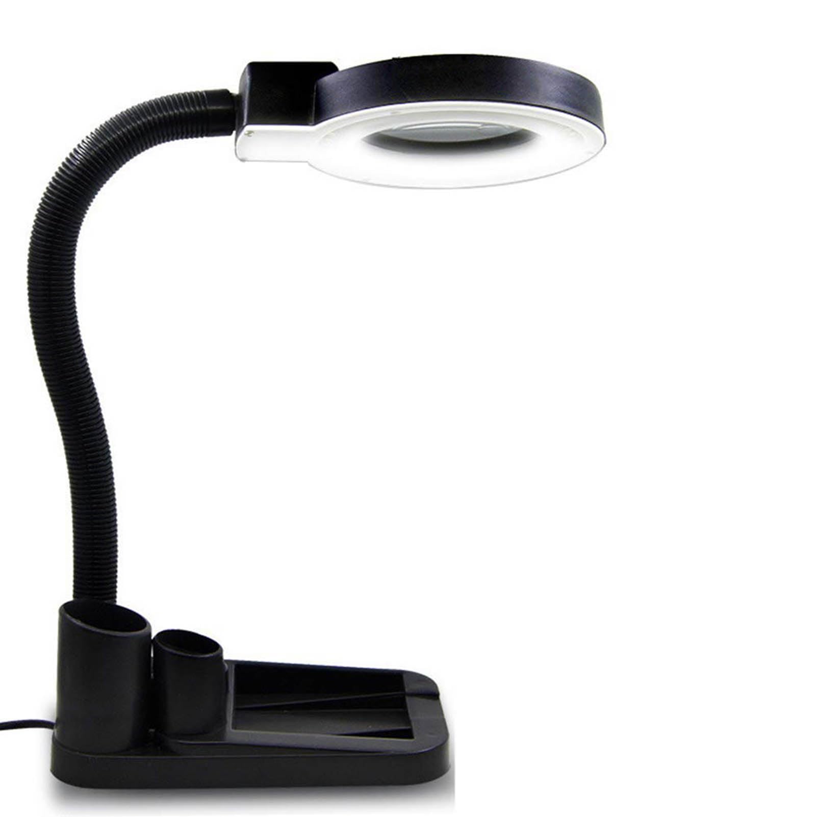 Lámpara de Escritorio LED con Lupa, lámpara con Lupa LED, con Base, Lupa táctil Manos Libres, Brazo Giratorio Ajustable para Trabajo, Lectura, Pasatiempos, Costura, Manualidades Lectura