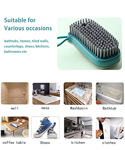 Image of Soft Cleaning Brush Hand Broom for Car /Bed /Couch /Draft /Garden /Furniture /Clothes Bedspread Carpet Cleaning Brush, Cleaning Brush with Soap Dispenser Scrub Brush,Washing Brush,Green(Pack of 2)