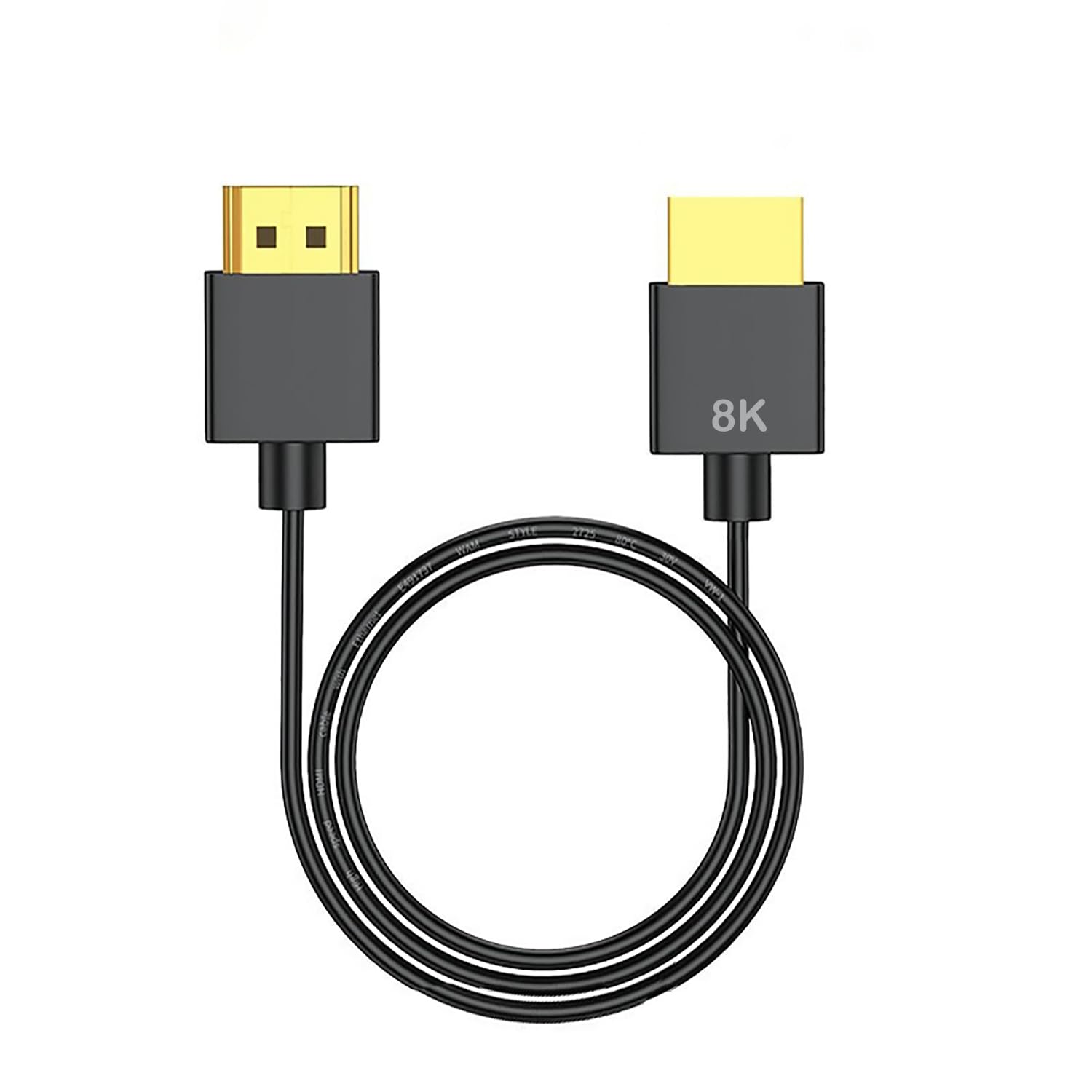 SkyeySnail 0.8m / 2.6ft 8K HDMI 2.1 Cable High Speed 48Gbps, Type A to A, Ultra Thin, Hyper Super Flexible Slim Cord, Diameter<3.6mm, eARC, for PS5, Xbox One, NS, GH5S, 8KUHD TV, Camera