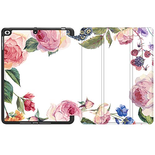 SDH New iPad 9.7 Inch 2018 2017 Case with Pencil Holder, iPad Air 1 / iPad Air 2 Smart Cover Folio Stand Protective for Apple iPad 5th 6th Gen Case (A1822/A1823/A1893/A1954), Flower World 2