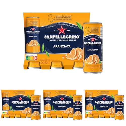San Pellegrino Refresco Naturali Naranja, 6 Latas de 33cl (Paquete de 4)