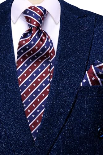 Image of Dubulle Silk Ties Set for Men Formal Paisley Striped Necktie Pocket Square Cufflinks 3PCS Sets Wedding Business Party