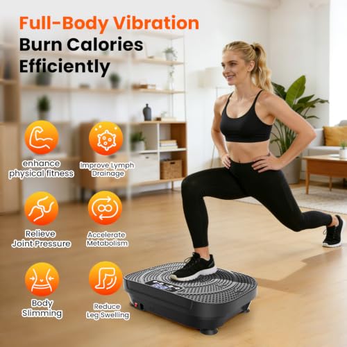 Image of AXV Vibration Plate Fitness Platform Exercise Machine Vibrating Shaking Full Body Shaker Workout Vibrate Stand Shake Board Sport for Weight Loss Fat Burner for Gym Home Office