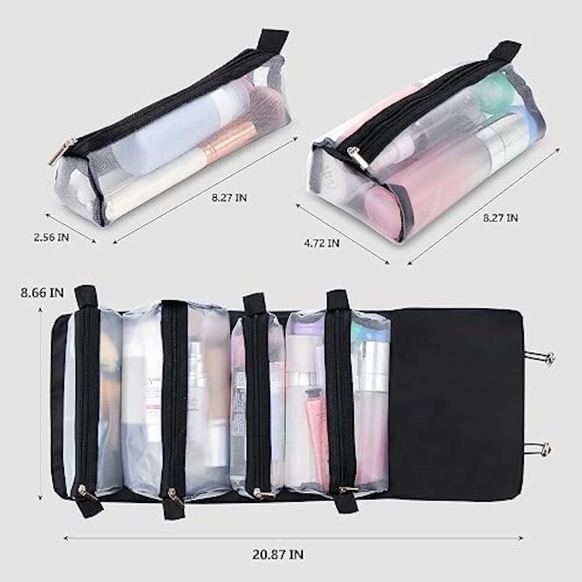 Fordable Cosmetic Organizer Pouch for Travel Storage