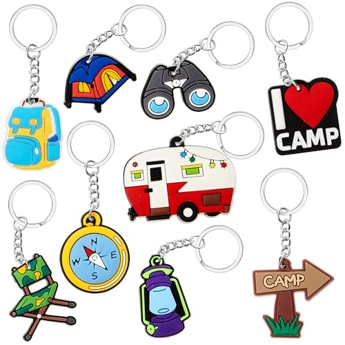 Sasylvia 36 Pcs Camping Party Favors Keychain 9 Styles Camping Th...