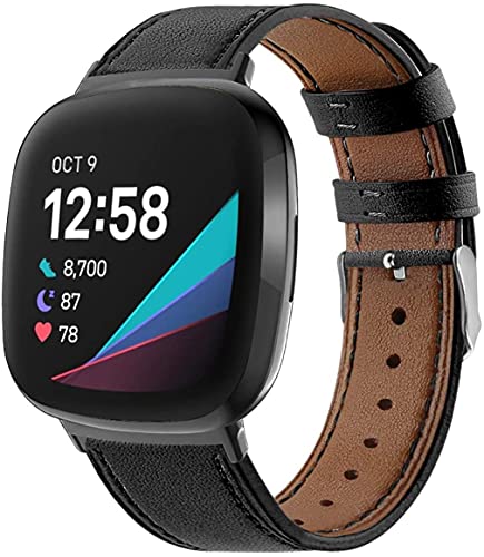 Classicase Compatible with Fitbit Versa 3/Fitbit Sense Watch Strap, Genuine Leather Quick Release Bracelet, Pattern 6, Strap