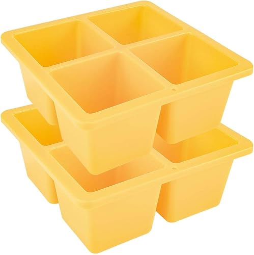 Southern Homewares Bandeja para cubitos de hielo jumbo para whisky o escocés, paquete de 2 moldes de plástico naranja para cubitos de hielo