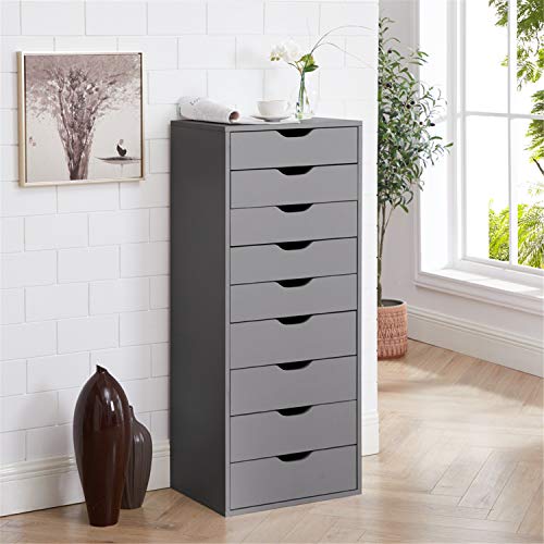 Naomi Home Bianca 9-Drawer Office Storage Cabinet Gray
