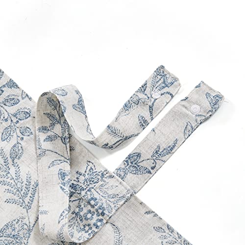Lazzzy Kitchen Tie Up Valance Curtain Linen Floral Farmhouse Valance For Living Room Bathroom Bedroom Country Valance Window Treatments Small Cafe Curtian 18 Inch Rod Pocket 1 Panel Blue On Beige #TOP4