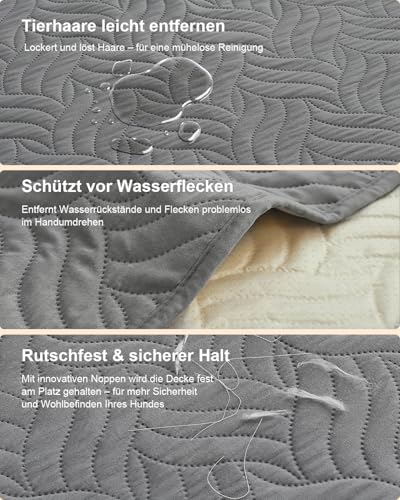 VICBINLY wasserdichte Hundedecke Sofaschutz, Autoschondecke für Haustiere Hundedecke Outdoor Robuste Hundematte als Schutz für Sofa & Bett rutschfeste Unterseite 80 x 60 cm - Grau CTH015G