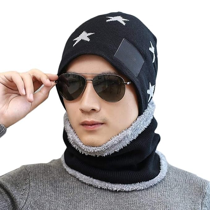 khoshiya Winter Cap with Neck Scarf – Thermal Beanie with Neck Warmer for Men & Women Thick And Fluffy Woolen Cap for Cold Weather, Ski, Outdoor Activities-picture-13