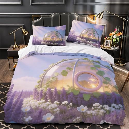 Housse de couette douce violette dôme 3D contre les draps rêches - 4