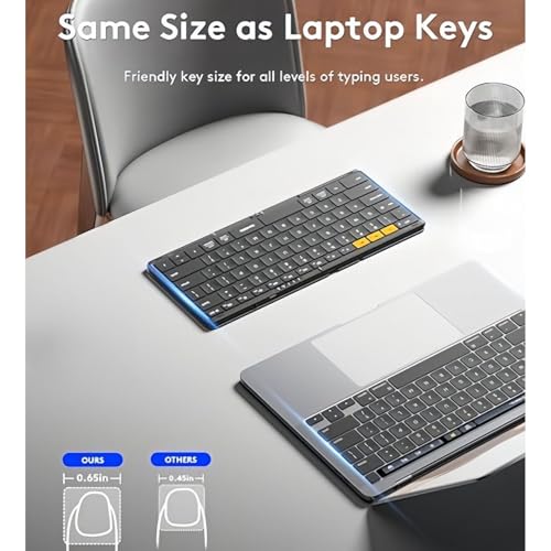 Teclado bluetooth plegable abs recargable usb c inalambrico 2.4g teclas completas pc 4