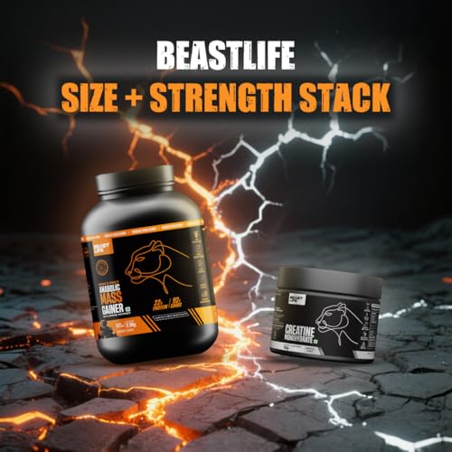 Image of BeastLife High Protein 2.5 Kg Mass /Weight Gainer With 100 Gm Creatine| Belgian Chocolate Gainer| NABL LAB Tested | For Muscle Gain & Fast Growth | Cereal-Based Formula, No Maltodextrin | India's #1 Cereal Based Bulk Gainer