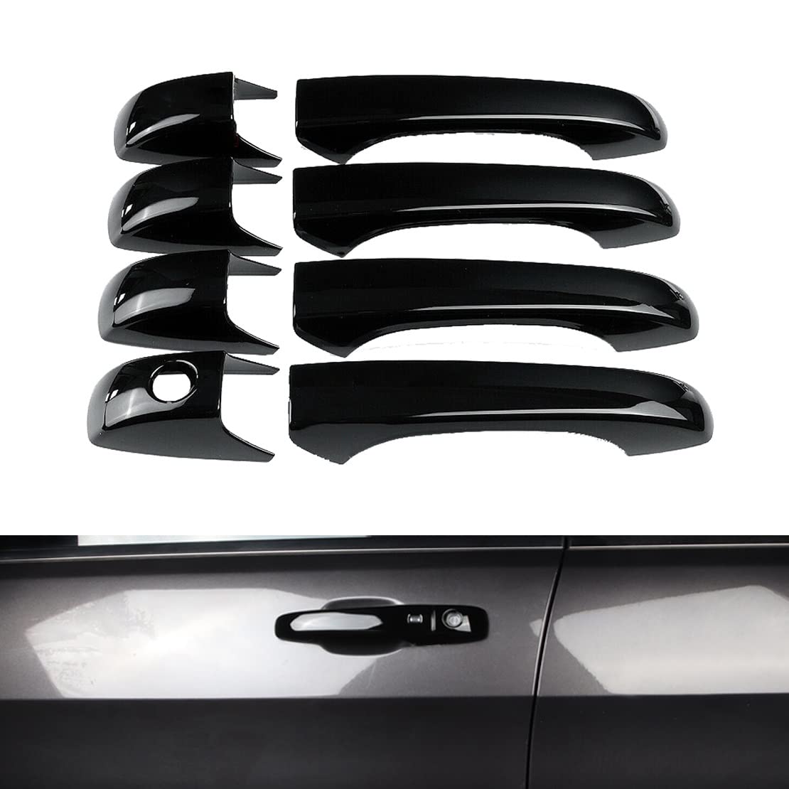 Per Chrysler 300 300C 2005 2006 2007 2008 2009 2010 Gloss Black Copertura Maniglia Esterna Adesivi Car Styling Accessori Gadget (4Handle 1Keyhole)