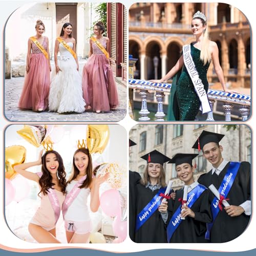Image of MixTeach 36 Pack Blank Satin Sash Plain Sashes DIY Personalized Senior Sashes for Pageants Moms Brides Graduation Wedding