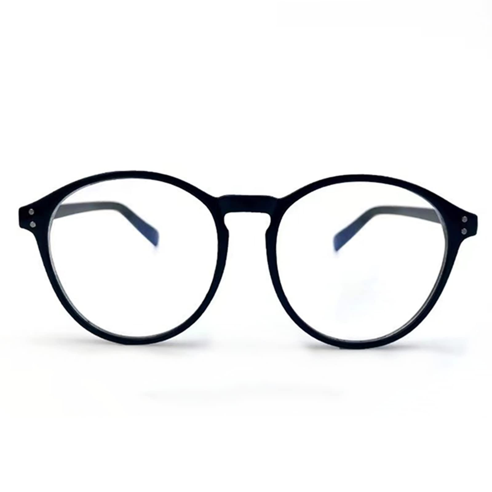 Vbeijll Anti-Blue Light Round Frame Glasses - Stylish & Effective for Men and Women in Computer, Gaming, & Office Use-Black