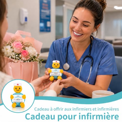 Cadeau Infirmiere Tortue au Crochet avec Carte, Décoration Bureau 11 cm – vue 7