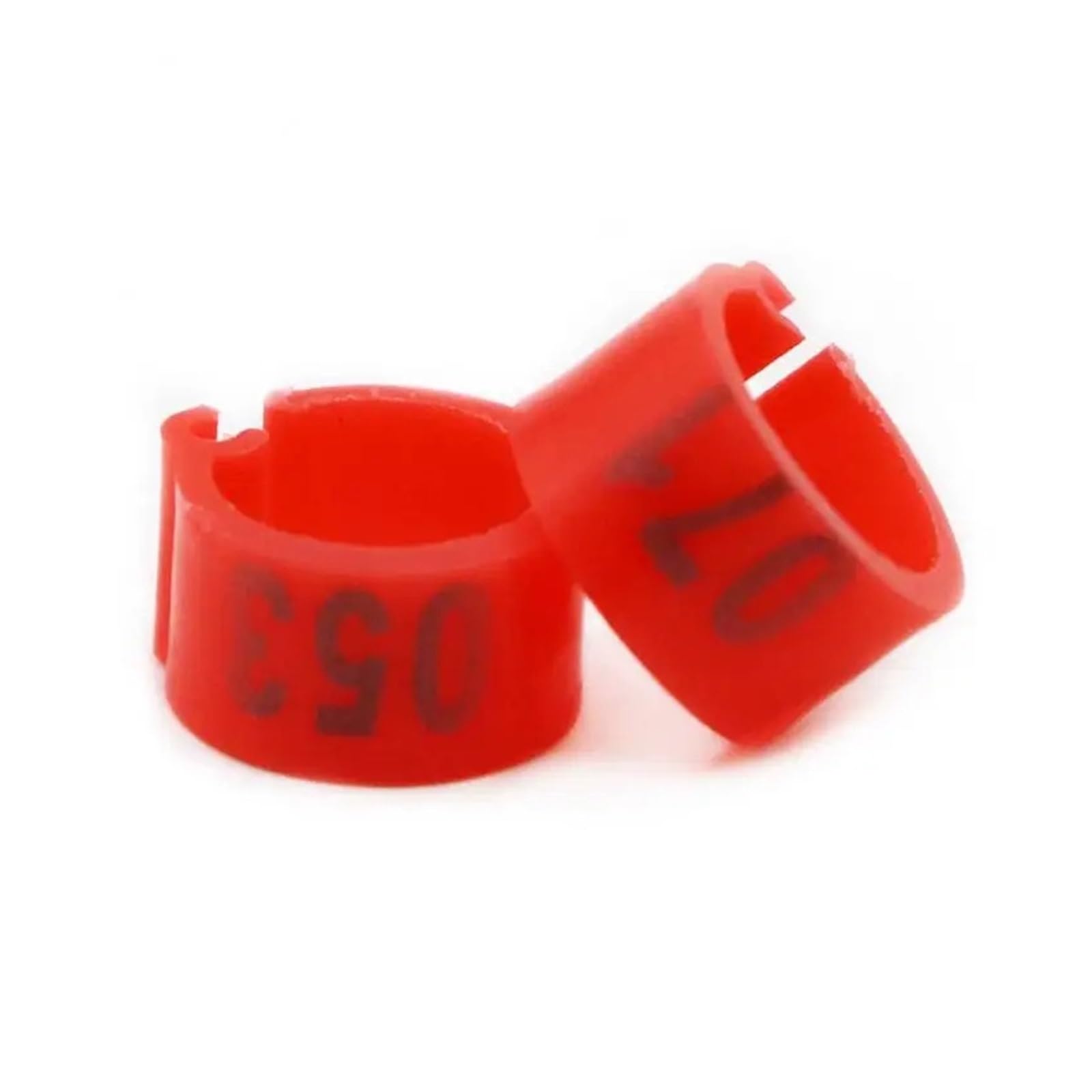 100Pcs Plastic Clip Bird Foot Rings,Compatible Pigeon Quail Farm Bird Identification Accessories(Red with word) — image 1