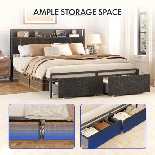 Image of FLEXISPOT Adjustable Bed Base with Storage Headboard & Charging Station