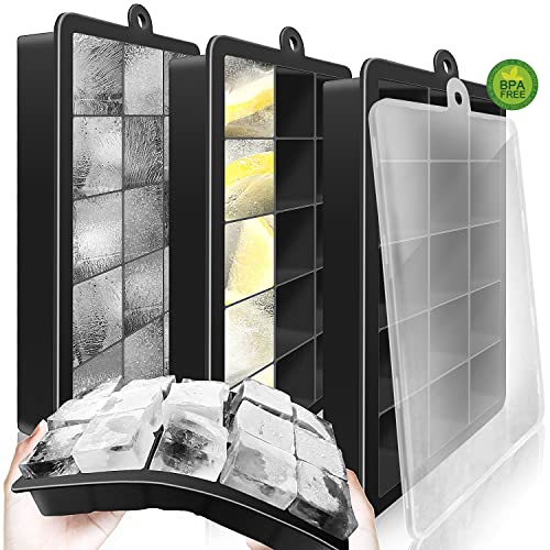 Walfos® Silikon Eiswürfelform,3er-Pack flexible Eiswürfelformen mit Deckel, quadratische eiswürfelbehälter zum einfachen Lösen,BPA-frei… – Ansicht 1
