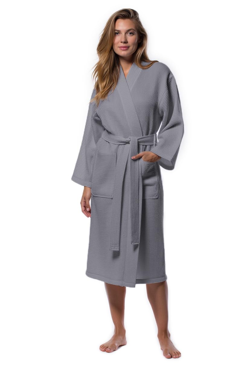Lightweight Full-Length Robes For Women Waffle Kimono Bathrobe - Soft, Fast-Drying, Long-Lasting Cotton Blend Unisex