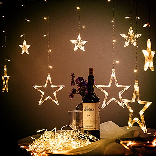 LARS360 LED Lichterkette, Sternlichter Lichtervorhang, Mit 8 Leuchtmodi, 138 LEDs, IP44 Wasserfest, für Halloween Weihnachten Garten Cover