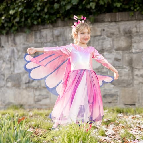 Disfraz completo vestido mariposa con alas rosa miniatura 6