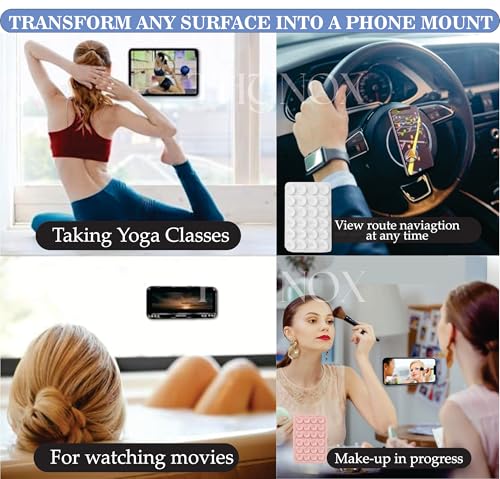 Image of THYNOX Phone Holder Suction Phone Case (Pack of 3) Anti-Slip Silicone Back Cover, Multipurpose Hands-Free Sticky Pads for Phone Adhesive Mount for Selfies Videos Mirror (Lt. Blue, Lt. Pink, White)