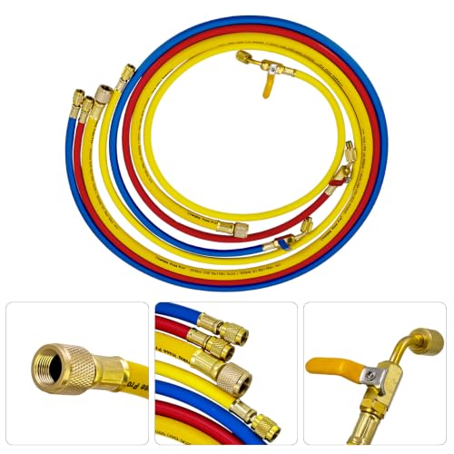 Manómetro de Múltiple de Carga de 4 Válvulas Modelo 46013 con Mangueras de 60 pulgadas para Refrigerantes R404A/R410A/R22 | Juego de Manómetros HVAC y Prueba de 4 Válvulas miniatura 6
