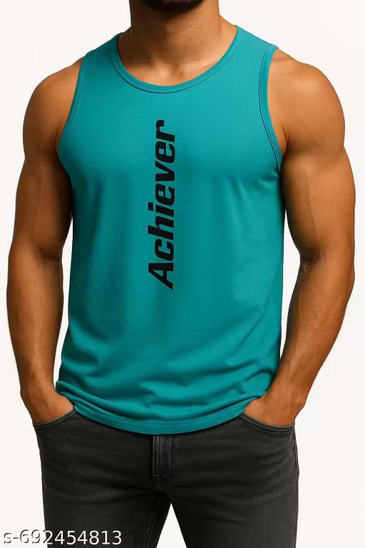 Buy Men's Gym Vest, Sleeveless Tank Top, Black, Workout Training Athletic Wear (in, Alpha, M, Regular, Rama(ARCHEVER)) at Amazon.in - Image 4
