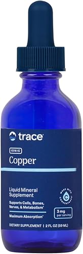 Trace Minerals | Suplemento dietético de cobre iónico líquido de 3 mg | Enzima antioxidante | Apoya la salud de la sangre, los huesos, los nervios y