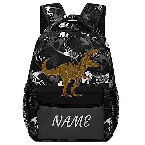 Custom Dinosaur Skull T-Rex Backpack for Kids Boys Girls Personalized Name Text Children Backpack School Bag Customized Daypack Schoolbag for Student Bookbag