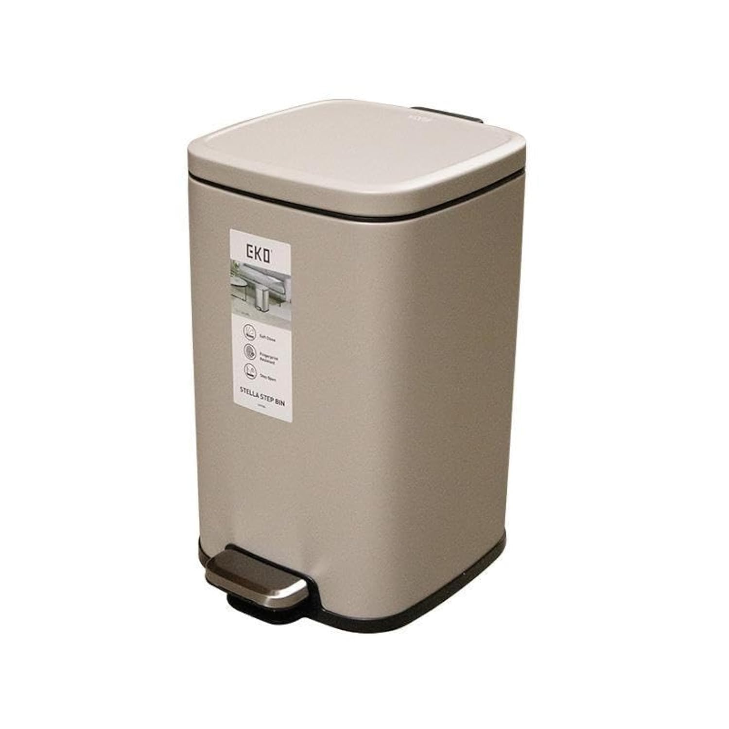 Stainless Steel Color coated Slow Closing Bin 9L Beige