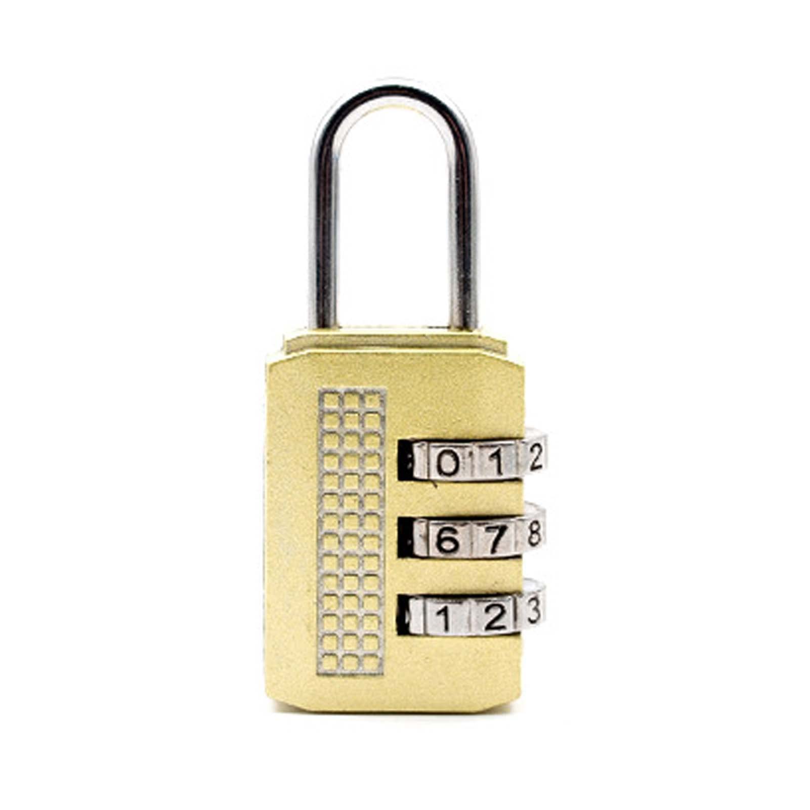 Lansonee Gold 1 Pc 3 Digit Combination Luggage Lock - Tsa Approved Suitcase Lock, Small Padlock For Travel Baggage, Gym Locker, Laptop Bag