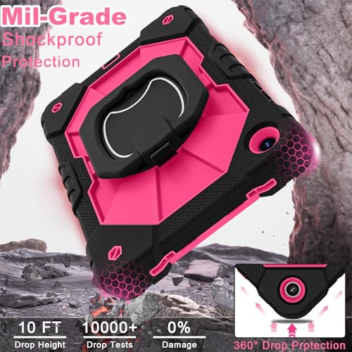 Image of WESOROL Case for Samsung Galaxy Tab A11 Plus Galaxy Tab A9 Plus 11 Inch,Shockproof Cover for Samsung Tablet A11+ /A9+ Case with Screen Protector 360 Rotating Stand Pencil Holder,Black Pink