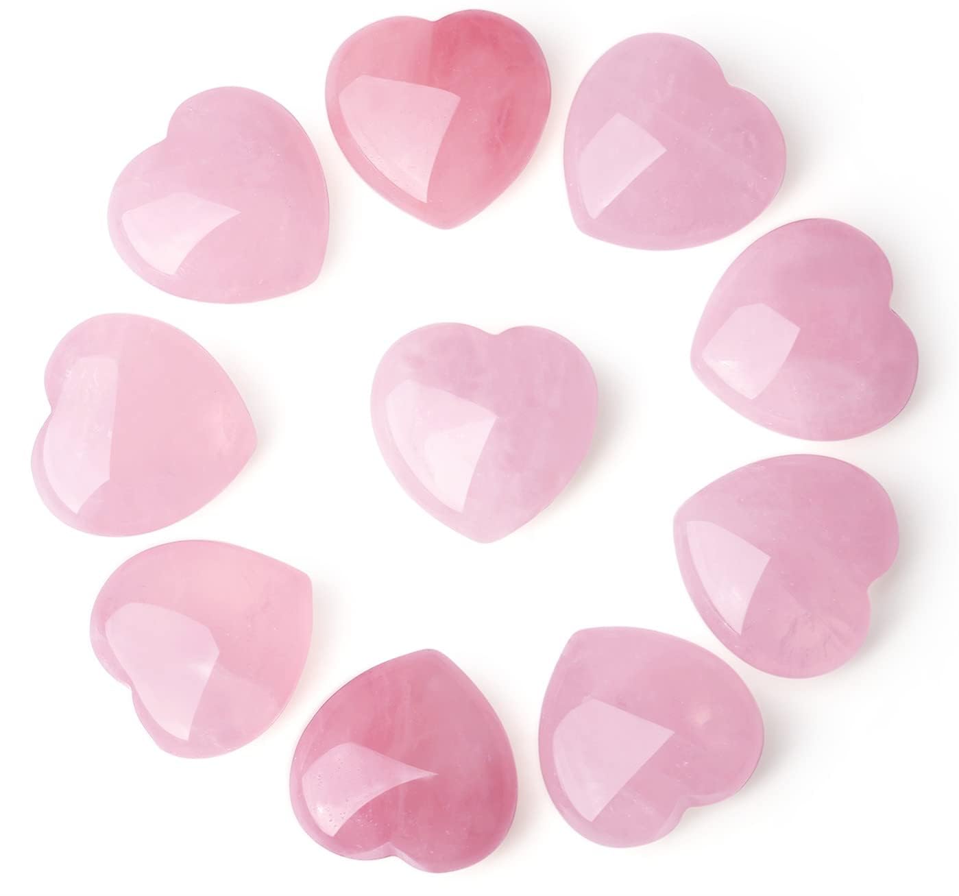 XIANNVXI 10 Pcs Rose Quartz Crystals Heart Natural Rose Quartz Crystals Stones,Polished Reiki Quartz Gemstones,Pink Gifts for Mum,Mummy Gifts