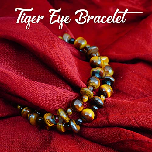 Image of REMEDYWALA Tiger Eye Bracelet(wati beads) For Reiki, Balance Chakra, Positive Energy, Healing | Tiger Eye stone Jwellery | Gemstones Round Beads Stretchable Bracelet for Men and Women