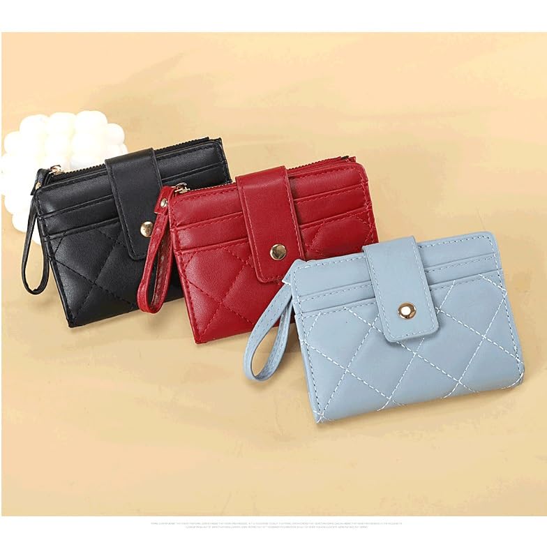 Women Wallets Female Purse Mini Solid Multi-Cards Holder Coin Short Wallets Small Wallet Zipper(Black)3