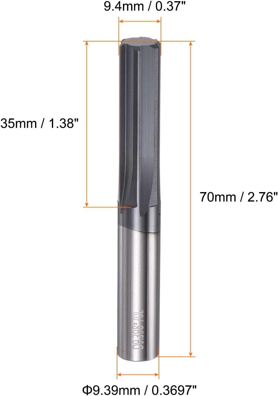 HARFINGTON Carbide Chucking Reamer 0.37"(9.4mm) Dia Straight Flute Straight Shank Machine Reamer Tool for Metal and Lathes CNC Machining Centers, Black