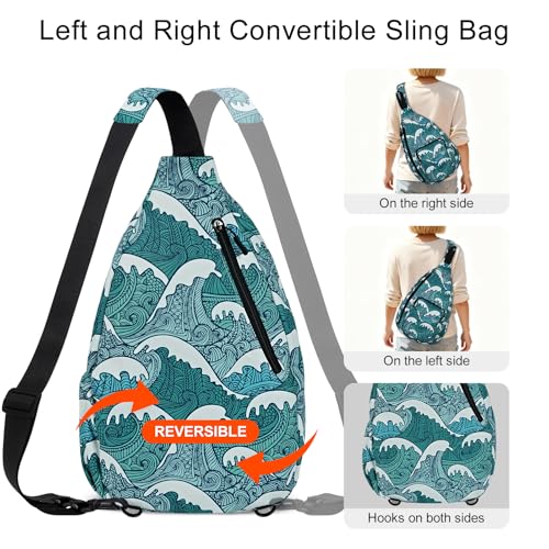 Duryarhall Sling Bag for Women Crossbody Chest Bag Convertible from Left to Right, Water Repellent Gym Backpack, Anit Theft, Tide Blue - image 2