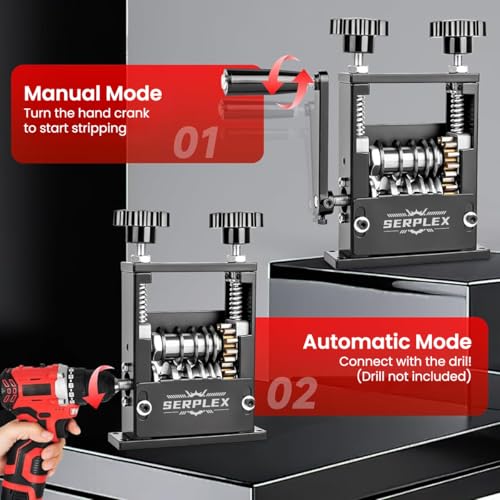 Image of Serplex 6 in 1 Cable Stripping Machine with Hand Crank Manual /Drill-Operated Wire Stripping Tool, 5 Channels Wire Stripper Tool for 1-17mm Dia Cable Bench Fixed Cable Stripping Tool