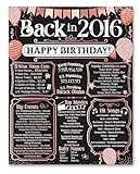 Back in 2016 Birthday Poster Milestone Year Facts Events Music Movies Nostalgia Celebration Gift Historical Prices Population Memories Decorative Wall Art Rose Gold Theme