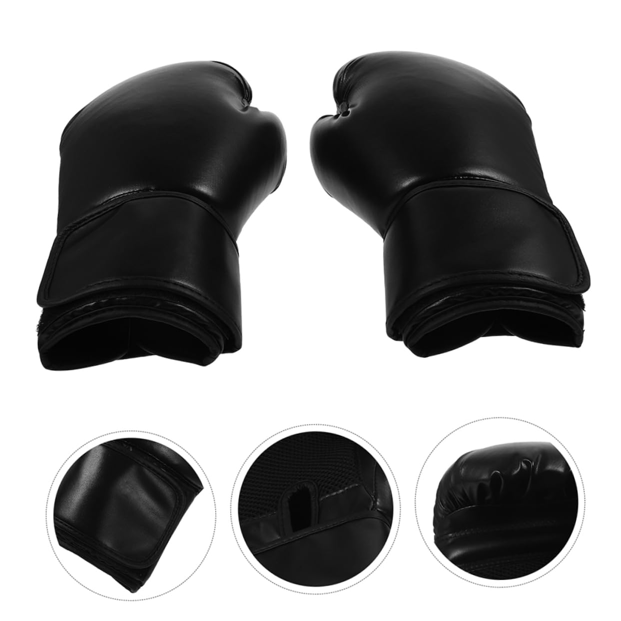 Guantoni da Boxe per Allenamento Donna in Pu Nero, Resistenti All'usura e Confortevoli, per Fitness Workouts e Sparring,