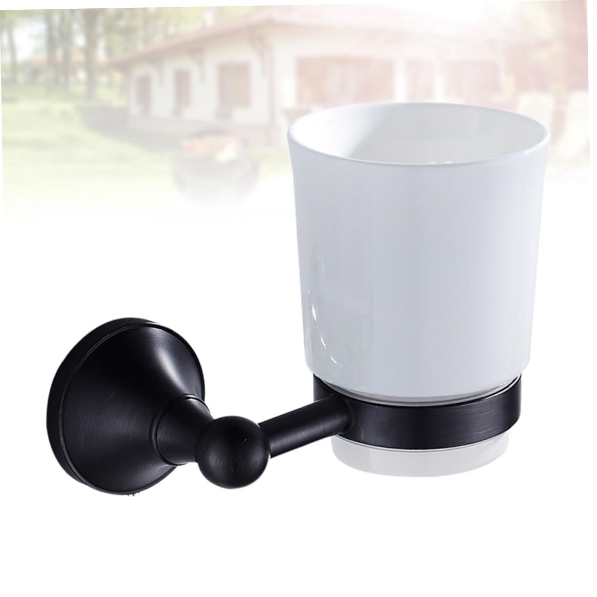 Soporte de Pared para Cepillo de Dientes y Vaso Baño Negro Cobre con Taza Cerámica Rack Vintage Individual para Baño Accesorio Duradero y Elegante