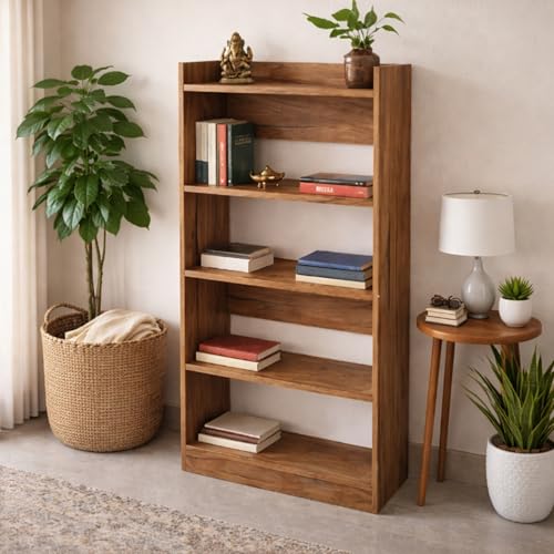 Image of Callas Bookshelf for Home - 5 Tier Books Rack for Study Room Multipurpose Open Shelf for Home, Office, School Engineered Wood Book Organizer Shelf (Walnut, BR-23, 5)