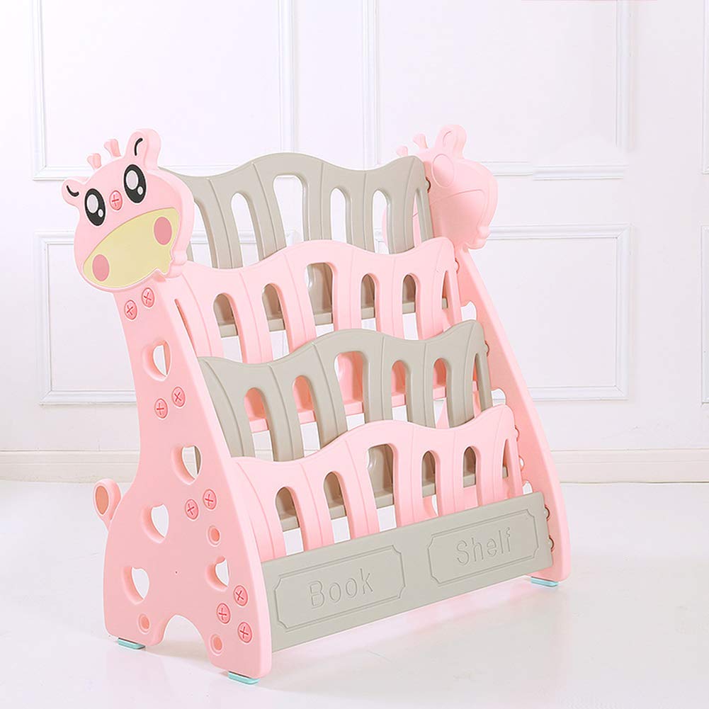 Scaffale per Bambini Giraffa dei Cartoni Animati, Scaffale Leggero, Espositore per Libri D'asilo, Libreria per Bambini Pink